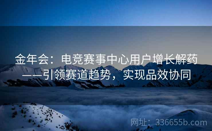 金年会：电竞赛事中心用户增长解药——引领赛道趋势，实现品效协同
