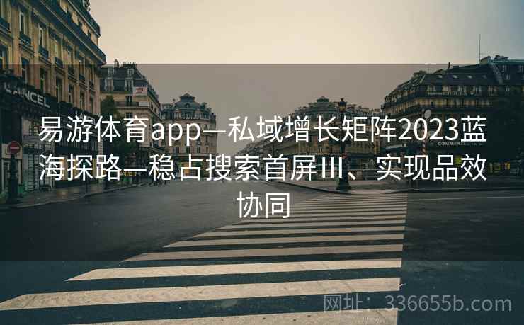 易游体育app—私域增长矩阵2023蓝海探路—稳占搜索首屏Ⅲ、实现品效协同